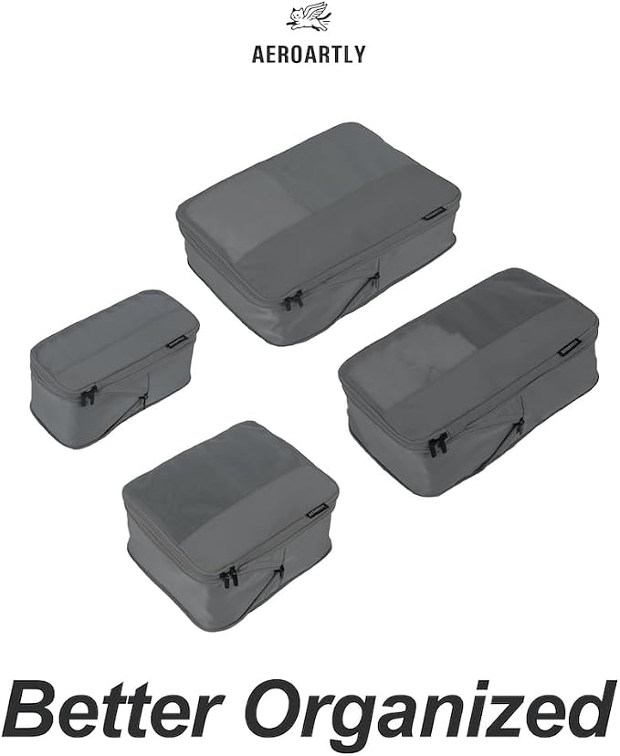Compression Packing Cubes for Travel, Carry On Suitcase Organizer, Travel Essentials for Women and Men, Travel Bags for AEROARTLY Luggage, Holiday & Birthday Gifts Bags (4PC Set, Dark Grey) - Image 3