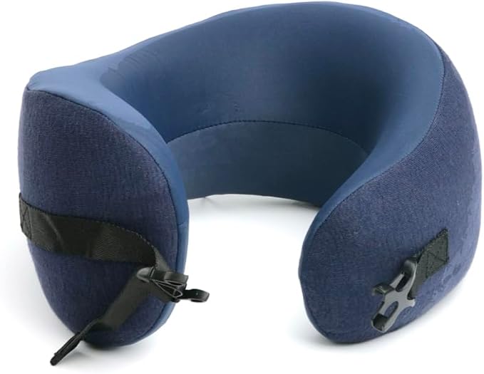 C CUSHION LAB Travel Pillow, Award-Winning Patented Ergonomic Design for Chin & Neck Support Memory Foam Neck Pillow, Compact Airplane Pillow for Traveling, Flight, Car (Navy, Medium) (Pack of 2) - Image 2