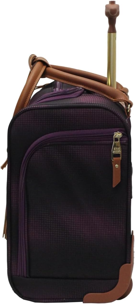 Steve Madden Designer 15 Inch Carry on Suitcase- Small Weekender Overnight Business Travel Luggage- Lightweight 2- Rolling Spinner Wheels Under Seat Bag for Women (Shadow Purple) - Image 4