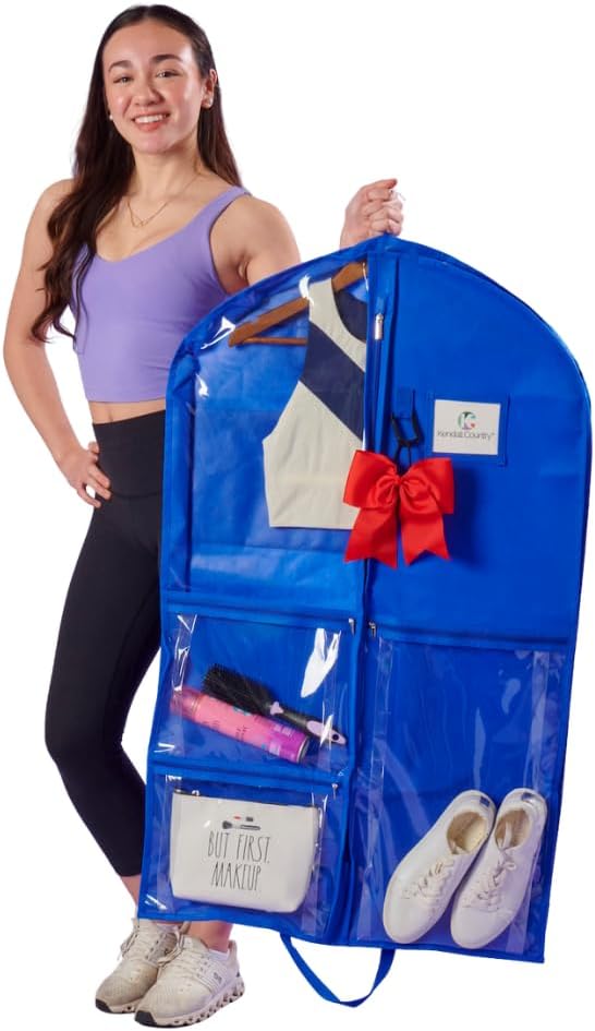 Waterproof Hanging Garment Bag 40 inch Clothes Bag with Gusset, 5 Pockets Side Zip for Dance Costumes Sports Skating Theatre Pageants Cheer Cosplay Kendall Country (Royal, 40 inch) by KendallCountry
