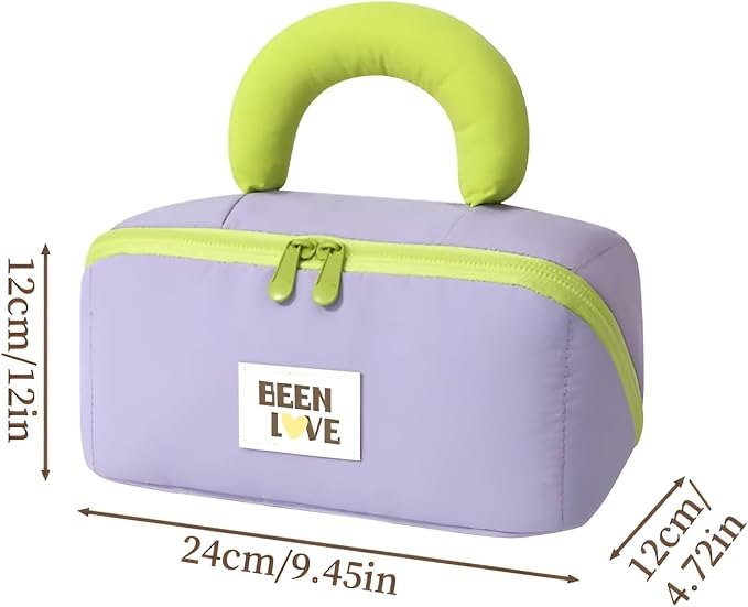 Travel Makeup Bag for Women | Portable Cosmetic Organizer with Handle & Zipper | Waterproof Toiletry Pouch for Makeup Brushes, Skincare & Accessories, Purple, Cross Open Bag - Image 9