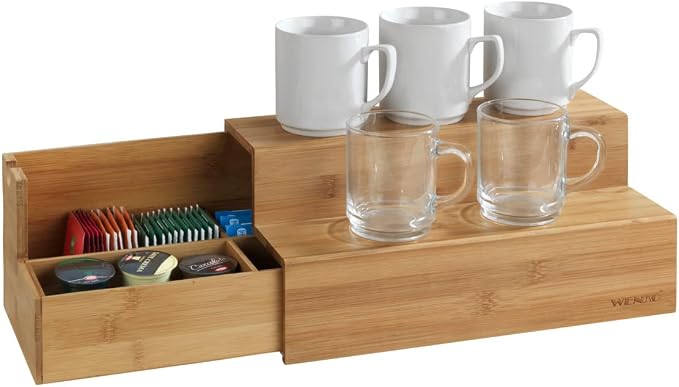 WENKO Bamboo Tea Bag Organizer with Drawer, Tea Bag Storage Container, Coffee and Tea Caddy for Kitchen, Tea Station, Tea Bag Holder, Coffee Bar Accessories and Organizer, 13 x 6.7 x 5.9 in - Image 6