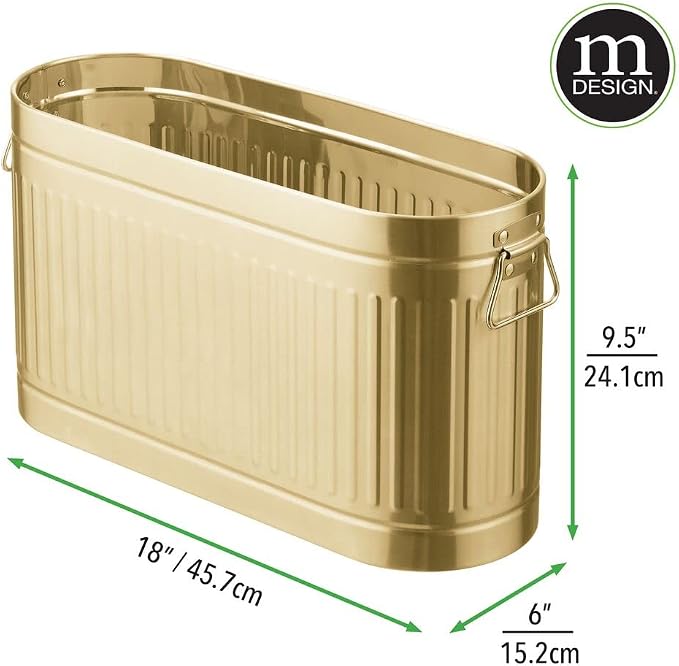 mDesign Large Steel Free Standing Toilet Paper Organizer, 6-Roll Tissue Storage Holder Container for Bathroom Floor, Fits Under Sink, Vanity, Shelf, In Cabinet, or Corner Oscar Collection - Soft Brass - Image 6