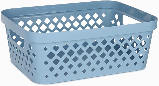 Glad Plastic Storage Basket Set, Value Pack of 6 | Open Storage Bins for Shelves, Bathroom, Pantry, Closet | Nesting Organizer Boxes with Handles, 2 Gallon, Marina Blue - Image 2
