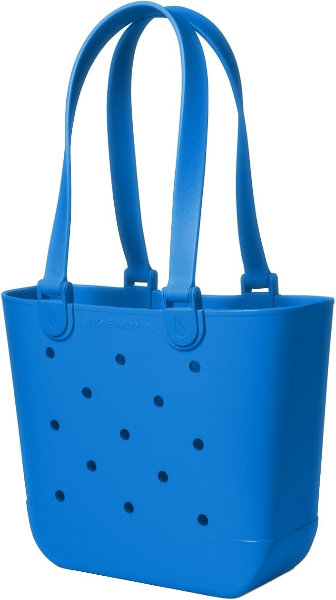 Simple Modern Medium Beach Bag | Waterproof Getaway Rubber Tote with Zipper Pocket for Travel, Pool, Boat, Groceries, Sports | Supersonic Blue - Image 4