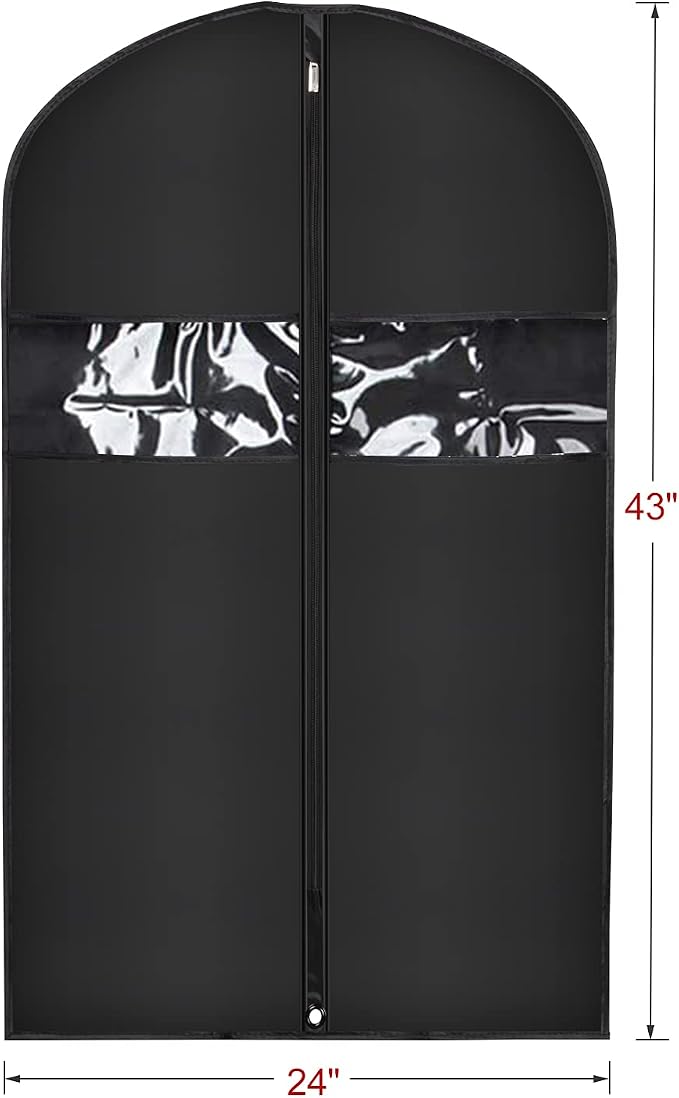 Univivi 16 Pack Suit Garment Bag for Men, 40-Inch Suit Cover Bag Garment Bag for Multiple Suits for Closet Storage with Clear Window for Suit Jacket, Skirt, Shirt and Coat, Black, UN0755 - Image 2