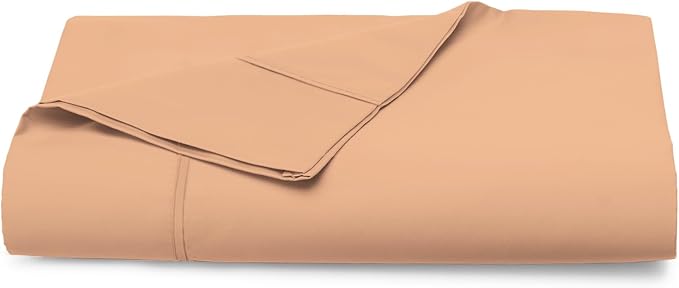Pizuna Pure 100% Cotton Flat Sheets Only Full Peach (1 PC), Luxurious 400 Thread Count Long Staple Cotton Sateen with 4" Hem (Combed Full Flat Sheet Only Cotton) by Pizuna