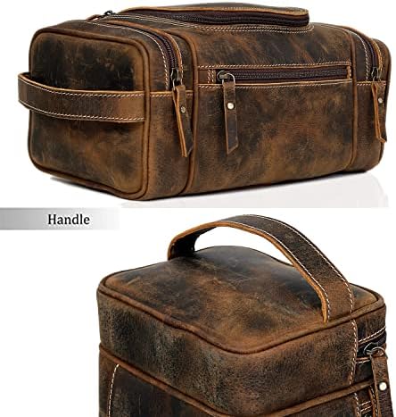 VC VINTAGE COUTURE Leather Toiletry Bag for Men Extra Large Leather Men's Toiletry Bag for Traveling Real Leather Dopp Kit for Men Leather Shaving Bag for Travel - Image 4