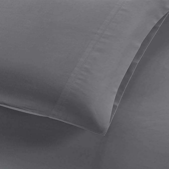 100% Supima Cotton 600 Thread Count Queen Pillowcase Set of 2, Luxury Hotel Pillow Cases,Soft & Silky Sateen Weave, Premium Quality Queen Pillowcase 2 Pieces (Grey, STD) - Image 3