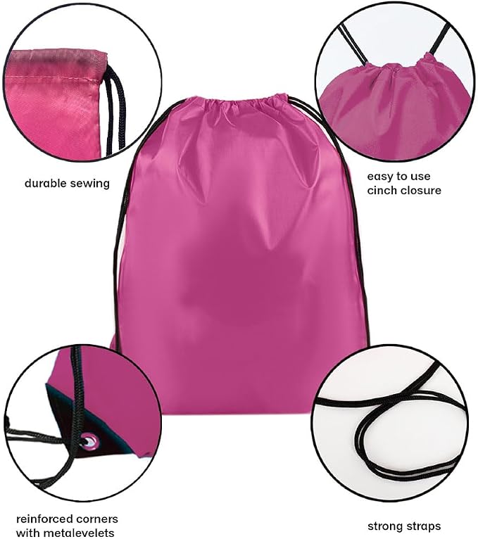 Drawstring Backpack Bulk 30 Packs Draw String Backpack Bags DIY Gym Sports Traveling Trip ride Pedestrianism Yoga Cinch Bag Sackpack Drawstring (pink) - Image 3