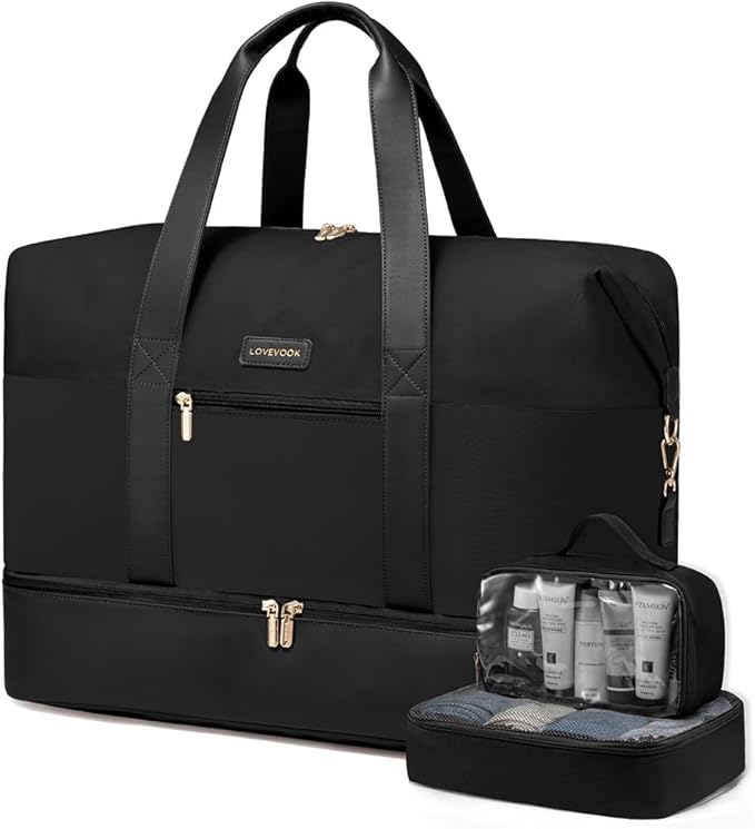 LOVEVOOK Weekender Bag for Women, Large Duffle Bag for Travel with 2 Packing Cubes, Carry on Overnight Bag with Shoe Compartment, Mom Hospital Bags for Labor and Delivery by LOVEVOOK