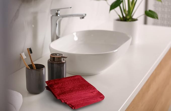 100% Cotton Washcloths 60 Pack (12x12 Inches) Soft, Highly Absorbent Washcloth, Face Towels, Wash Cloths for Face, Ring Spun, Bulk Pack (Burgundy) - Image 6