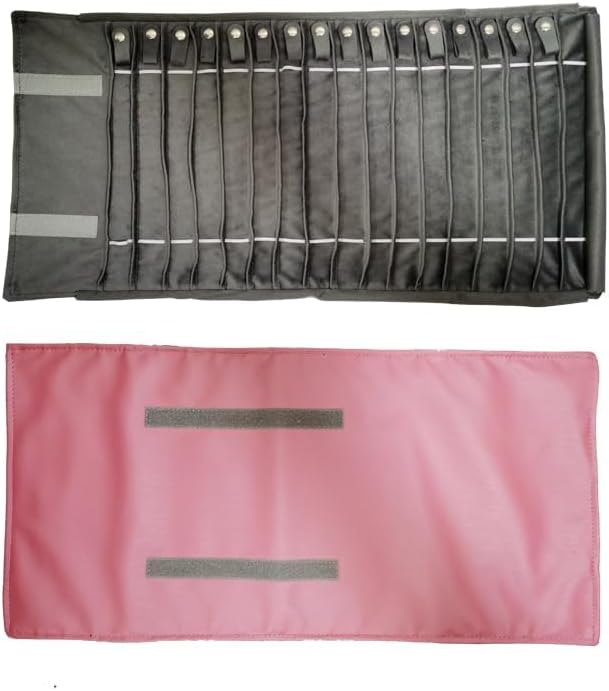 Travel Necklace Organizer, Tangle Free Jewelry Case, 16 Slots | Foldable,LightWeight Compact, Velvet Lining Jewelry Storage Bag for Chain Bracelet, Gift for Women Girls,Pink PU Gray Velvet - Image 3