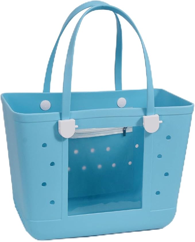 Rubber Beach Bag for Women, Waterproof Travel Tote Bags for Beach | Waterproof Sand-proof Tote Bags with Zipper Pocket, Durable Lightweigh Tote Bag for Outdoor by Unknown