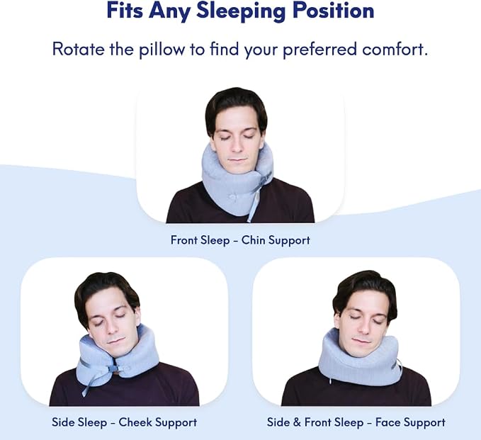 C CUSHION LAB Travel Pillow, Award-Winning Patented Ergonomic Design for Chin & Neck Support Memory Foam Neck Pillow, Compact Airplane Pillow for Traveling, Flight, Car (Cobalt Blue, Large) - Image 5