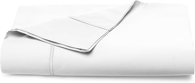 Pizuna Pure 100% Cotton Flat Sheets Only Twin XL White (1 PC), Luxurious 400 Thread Count Long Staple Cotton Sateen with 4" Hem (Combed Twin XL Flat Sheet Only Cotton) by Pizuna