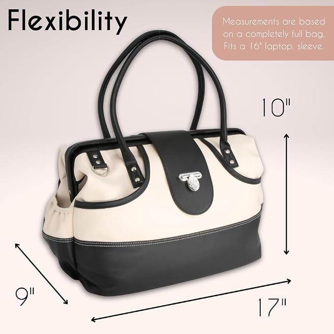 BORSALI Duffel Bag for Women, Vegan Leather Travel Set, RFID Wallet, Cream | Travel Carry On Duffel, Vegan Leather Personal Item, RFID- Blocking Travel Wallet Included, Packing Cubes & Shoe Covers - Image 3
