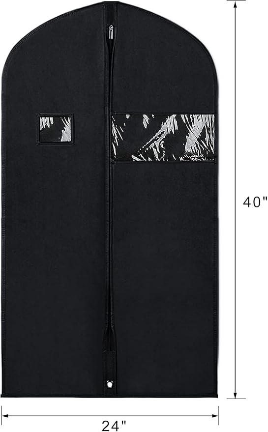 Syeeiex 40" Garment Bags for Hanging Clothes, Set of 8 Suit Bag, Suit Bags for Closet Storage, Garment Covers for Storage Suits, Shirts,T-shirts and Jackets on Closet(Black) - Image 3