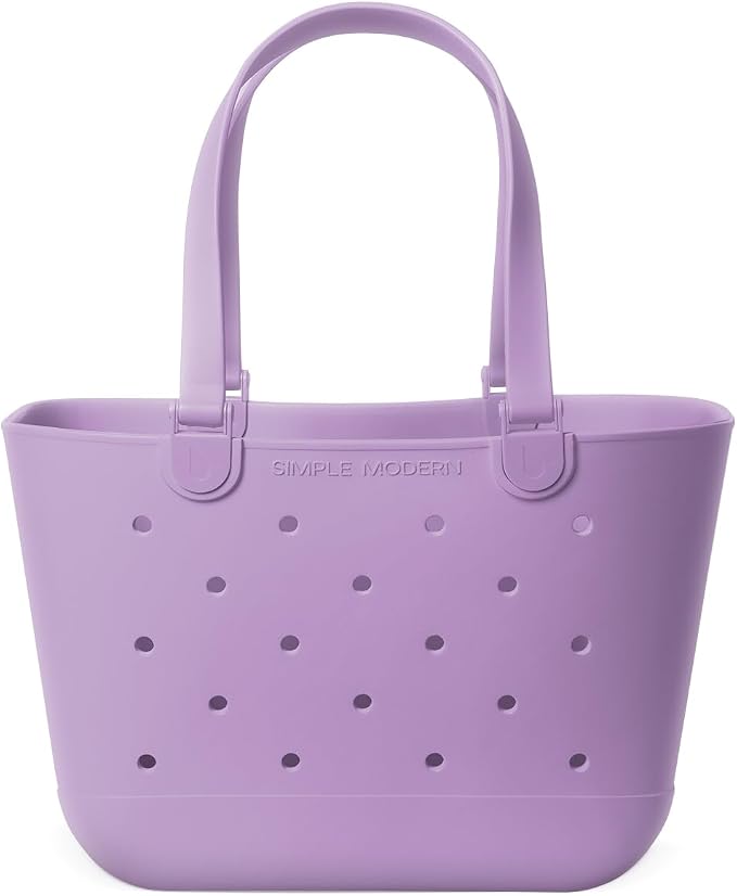 Simple Modern Large Beach Bag | Waterproof Getaway Rubber Tote with Zipper Pocket for Travel, Pool, Boat, Groceries, Sports | Purple Breeze by Unknown