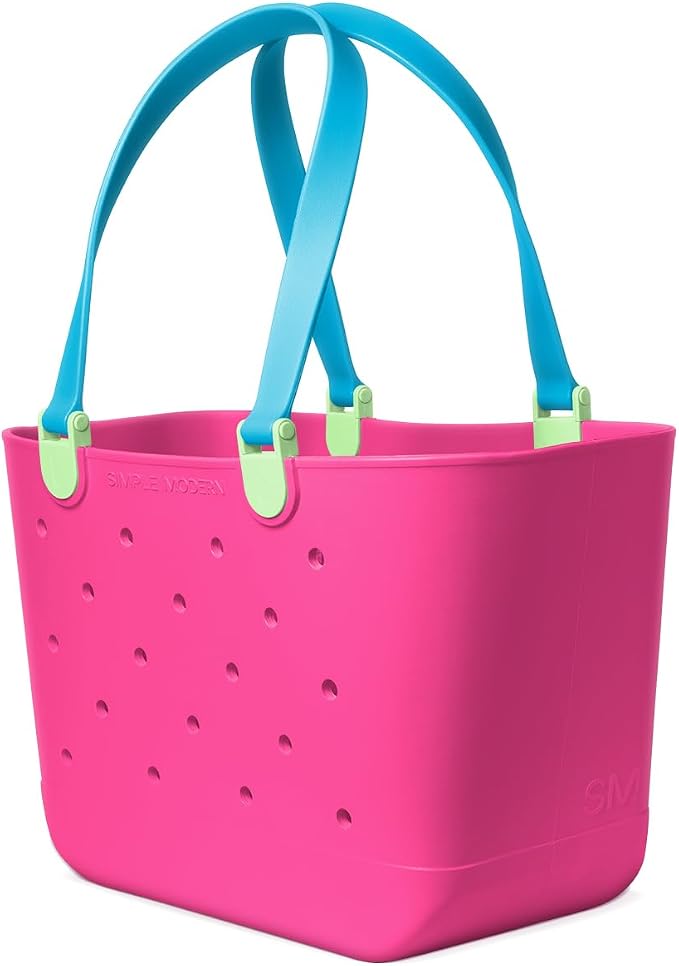 Simple Modern Large Beach Bag | Waterproof Getaway Rubber Tote with Zipper Pocket for Travel, Pool, Boat, Groceries, Sports | 80s Mix - Image 4