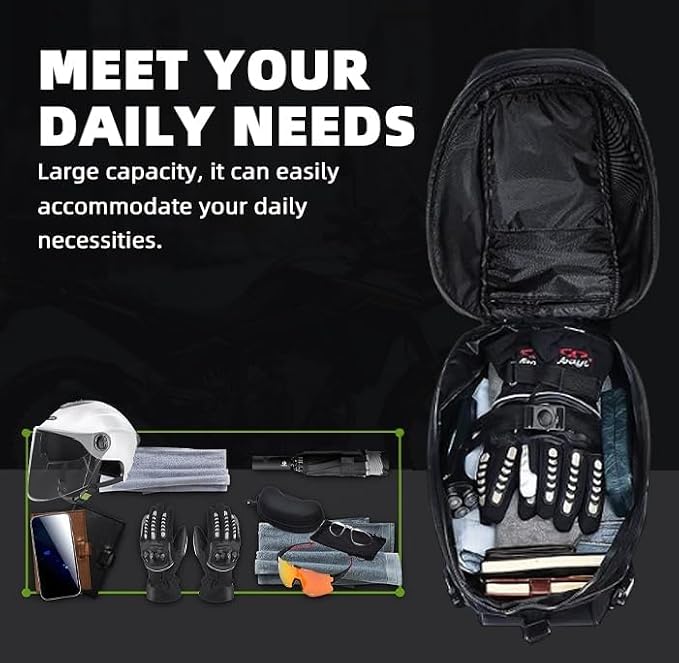 Motorcycle Tail Bag Seat Helmet Large Capacity Dual Use Motorcycle Backpack, 25L-38L Waterproof Luggage Bags White - Image 4