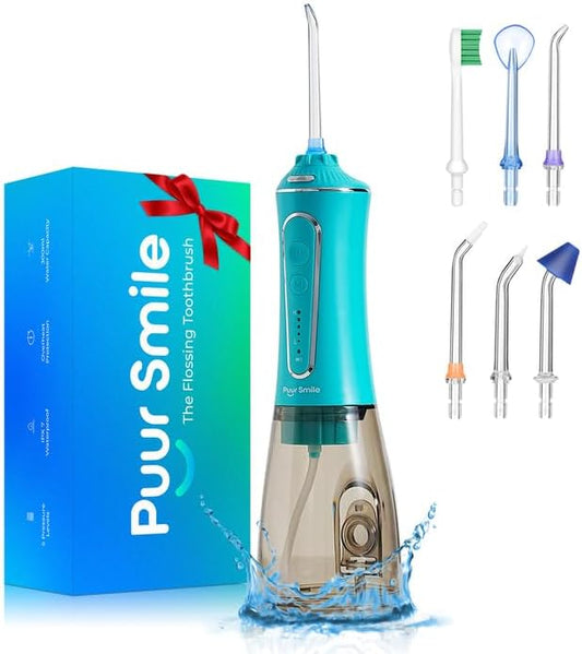 Professional Water Flosser - Advanced Dental Care for a Healthier Mouth, Gum, and Teeth - IPX7 Waterproof Oral Irrigator | 7 Replacement Tips, Travel-Friendly, Rechargeable - Oral Hygiene (Green)