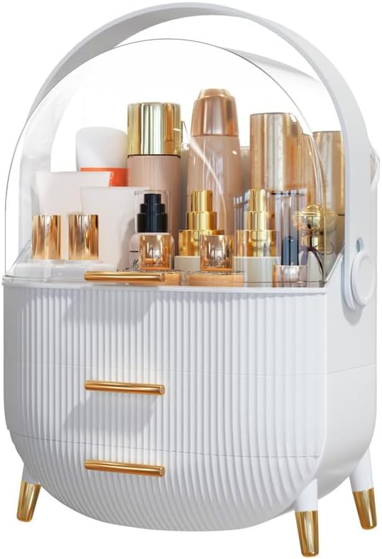 NestOrganix Makeup Organizer Skincare Organizers - Cosmetic Display Cases with Transparent Cover, SkinCare Organizers for Bathroom Countertop, Bedroom Vanity Desk, Lipstick Organizer, White Upgarde by Unknown