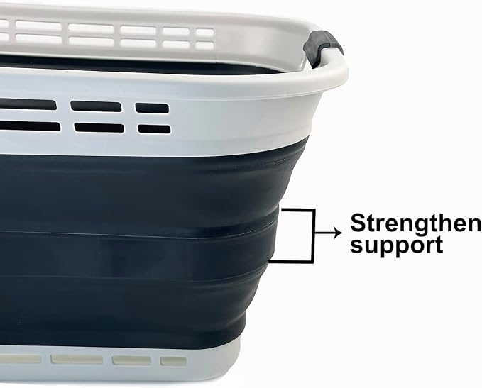 SAMMART 42L (11 gallons) Collapsible Plastic Laundry Basket - Portable Pop Up Storage Container/Organizer - Portable Hamper - Space Saving Easy Storage (Grey/Slate Grey (Set of 2)) - Image 4