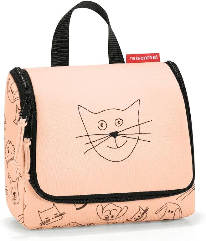 Reisenthel Toiletbag S Kids, Small Hanging Travel Toiletry Organizer, Cats and Dogs Rose by reisenthel%C2%AE