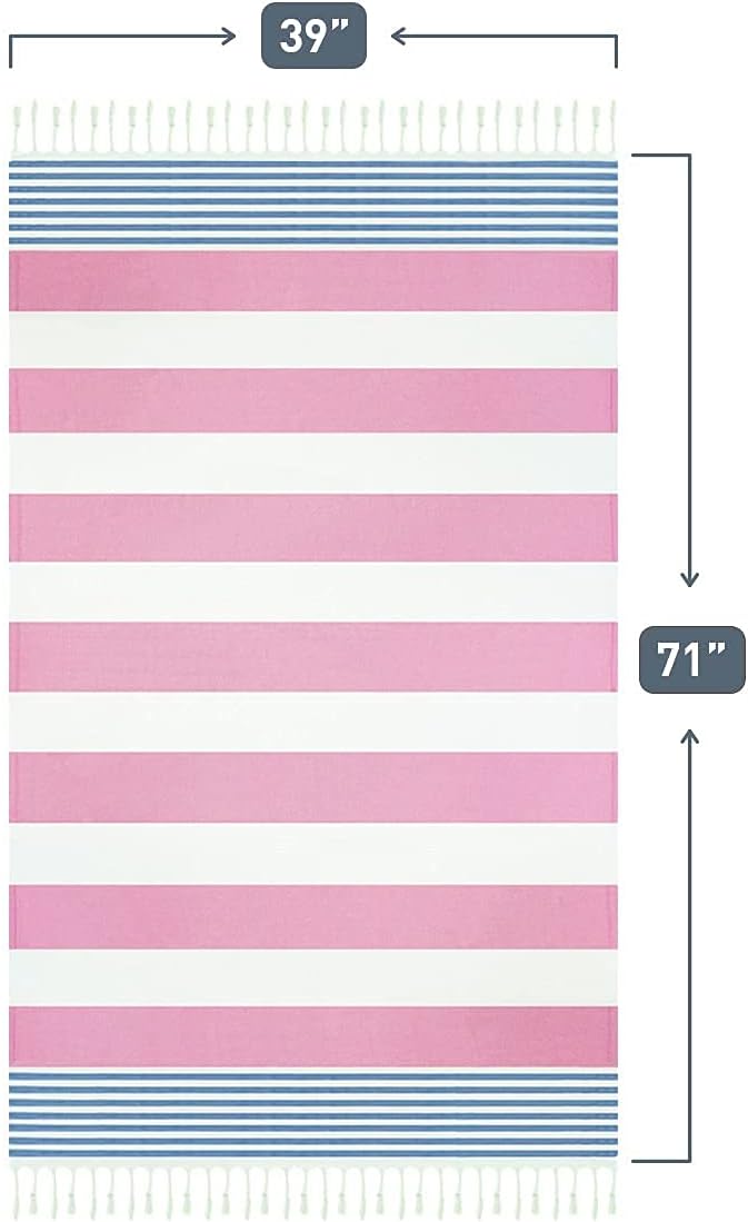 HAVLULAND Turkish Beach Towels, Oversized 40"x72" Turkish Bath Towel, Highly Absorbent Quick Dry Sand Free Beach Towels for Beach Pool Spa Gym Yoga Travel Camping Picnic Blanket - Pink/Blue - Image 9