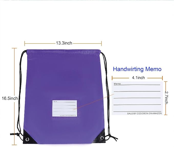 CODOBON 30 Pack Drawstring Bags,Bulk Draw String Backpack, DIY Gym Sports Cinch Bag Sackpack for Women Men, Purple - Image 2