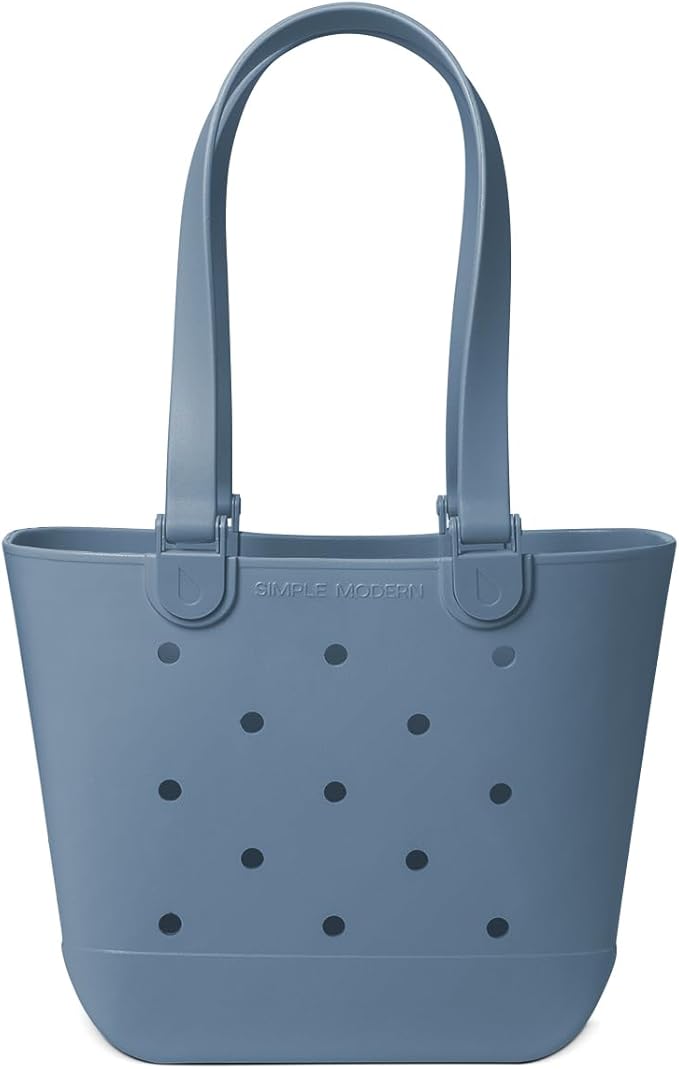 Simple Modern Medium Beach Bag | Waterproof Getaway Rubber Tote with Zipper Pocket for Travel, Pool, Boat, Groceries, Sports | Blue Dune by Unknown