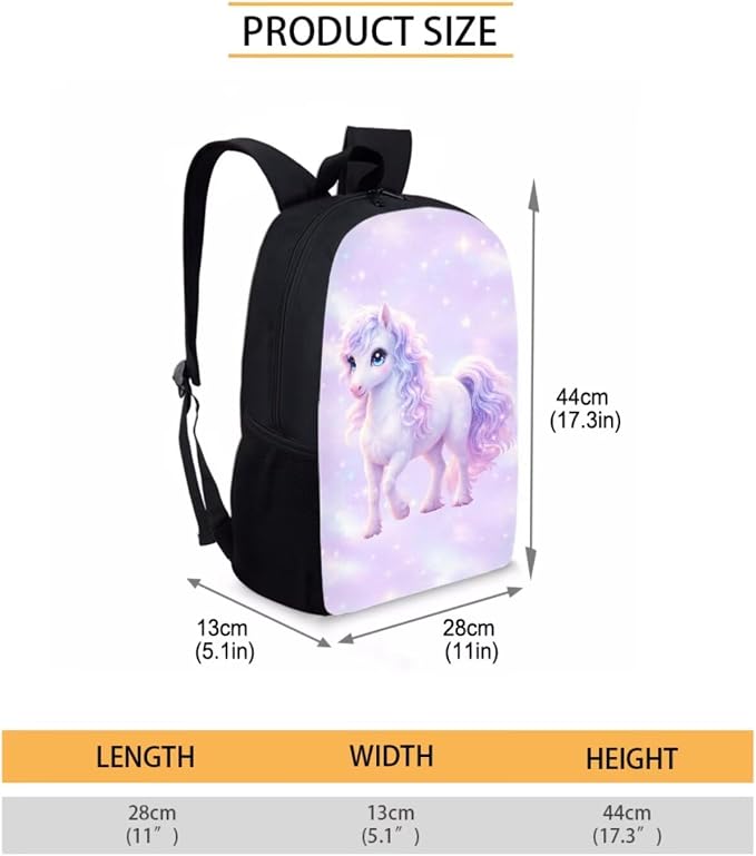 Forchrinse Horse Backpack and Lunch Box for Girls 8-10 3 PCS Bookbag with Lunch Bag Pencil Case Elementary School Back Pack Kids Primary Book Bags - Image 3