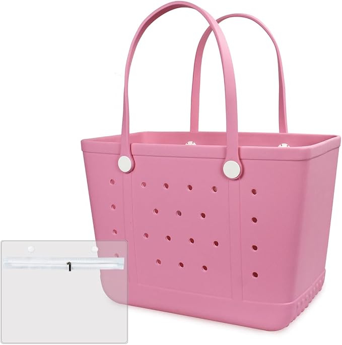 Extra Large Rubber Beach Bag Tote Bag for Women Waterproof Bag | Waterproof EVA Beach Tote with Zipper Pocket & Non-Slip Bottom | Sturdy Tote for Beach Pool Boat Groceries & Travel by UeKeKicg