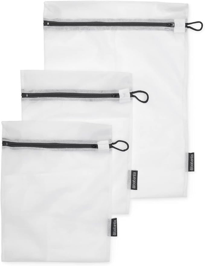Brabantia 3-Pack Mesh Zip Up Laundry Bags (White) for Washing Machine Delicates, Face Masks, Socks, Bras (1 x Medium, 2 x Small) Organizer, Travel Bags - Image 2
