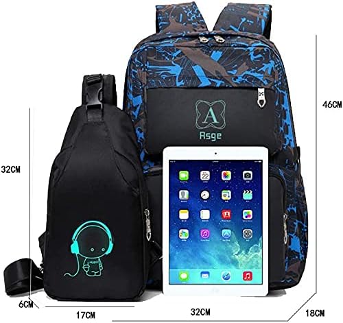 Asge Backpack for School Boys Backpacks for Kids Camo Bookbag for Middle School Bags Waterproof Travel Back Pack (Blue) | Camo Design, Middle School, Waterproof, Travel - Image 7