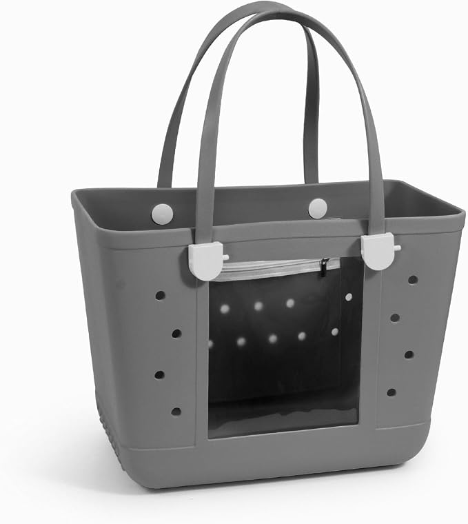 Rubber Beach Bag for Women, Waterproof Travel Tote Bags for Beach | Waterproof Sand-proof Tote Bags with Zipper Pocket, Durable Lightweigh Tote Bag for Outdoor by Unknown