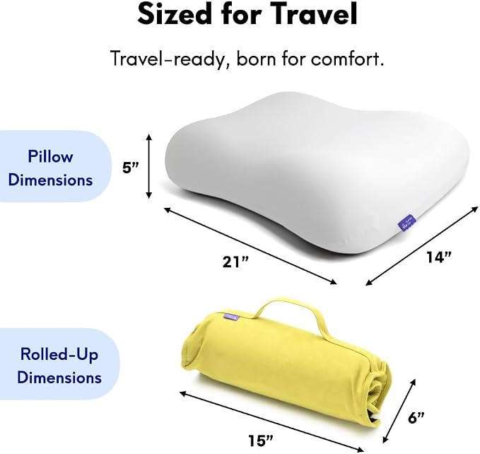 Cushion Lab Travel Deep Sleep Pillow – Compact Memory Foam Neck Pillow for Sleeping, Portable Pillow for Hotels, Camping, Side & Back Sleepers, On-the-Go – Spark - Image 5