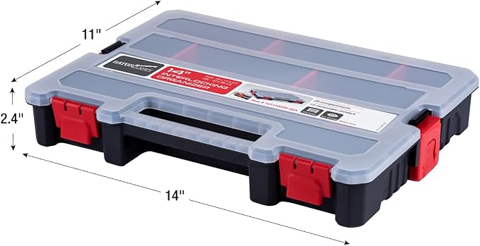 Small Parts Organizer Box – Stackable Hardware Storage Case with 20 Compartments & 12 Dividers – Heavy-Duty Nylon Screw, Drill Bit, Nut & Bolt Organizer for Garage, Toolbox, Workshop - Image 2
