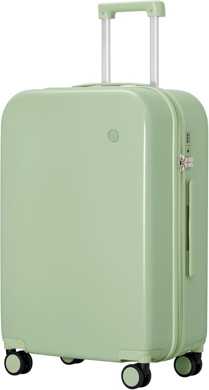 mixi Luggage Suitcase with Spinner Wheels, Hardside Rolling Suitcase PC with Cover & TSA Lock Lightweight Travel Case 24in Checked in, Avocado Green by MIXI