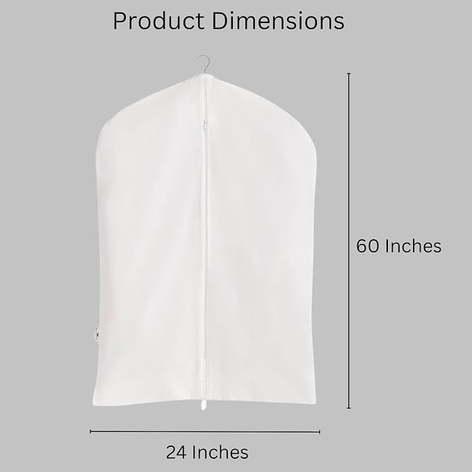 Premium 100% Cotton Cover – 60" Off-White Soft Fabric Suit Cover with YKK Zipper – Breathable, Washable, Dust-Proof Storage for Suits, Long Coats, Dresses, Jackets & Travel/Closet Use - Image 2
