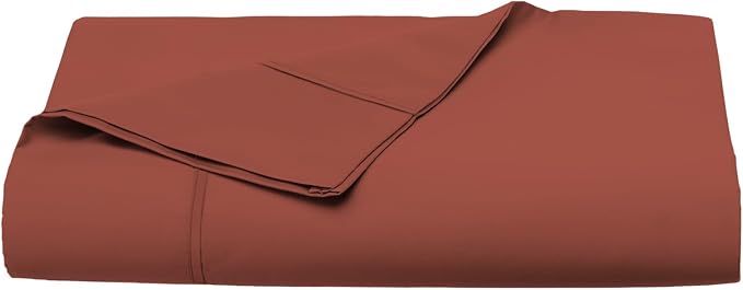 Pizuna Pure 100% Cotton Flat Sheets Only Full Brick Red (1 PC), Luxurious 400 Thread Count Long Staple Cotton Sateen with 4" Hem (Combed Full Flat Sheet Only Cotton) by Pizuna