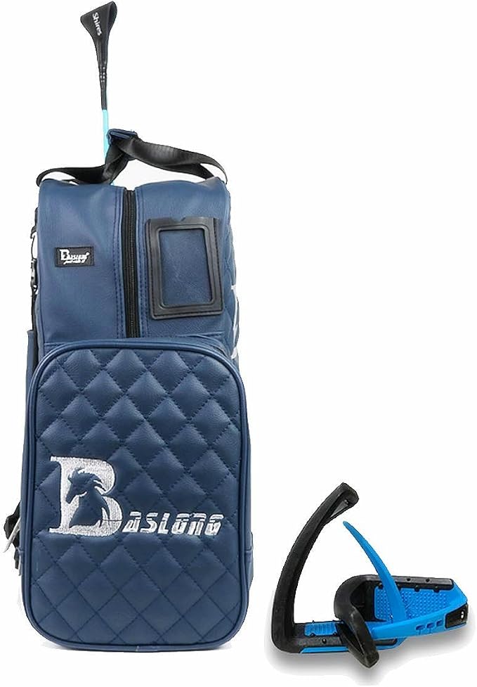 Professional Equestrian Bags Durable PU Leather Waterproof Horse Riding Boots Carry Bag Attached Helmet Hat Compartment (Navy Blue) - Image 5