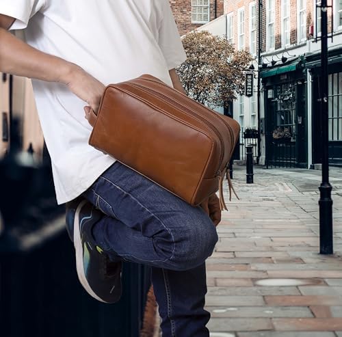 VC VINTAGE COUTURE Leather Toiletry Bag for Men Extra Large Leather Men's Toiletry Bag for Traveling Real Leather Dopp Kit for Men Leather Shaving Bag for Travel - Image 2