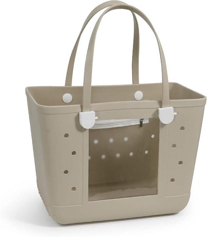 Rubber Beach Bag for Women, Waterproof Travel Tote Bags for Beach | Waterproof Sand-proof Tote Bags with Zipper Pocket, Durable Lightweigh Tote Bag for Outdoor by Unknown