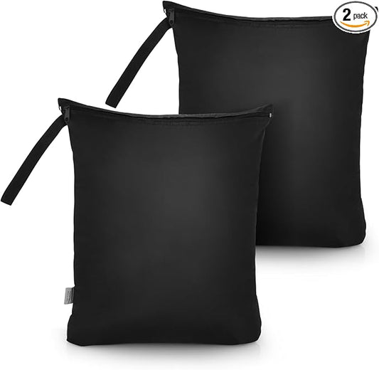 OTraki Wet Dry Waterproof Laundry Bag, Travel Swimming Nappy Cloth, Reusable Hanging Zipper Organizer for Swimsuit Gym Beach Towel 2 Pack (16 x 20 inch) by OTraki