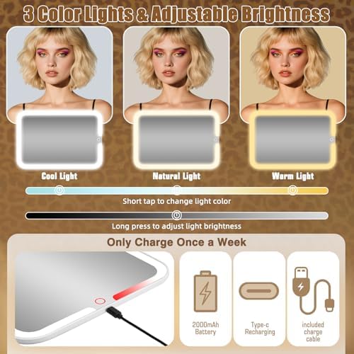 15''X11'' Makeup Bag with Removeable Lighted Mirror, Travel Makeup Case with 3 Color Lights Dimmable Brightness, Large Capacity Cosmetic Organizer Case with Detachable Dividers & Shoulder Strap - Image 4