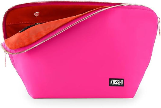 KUSSHI Washable Travel Makeup & Cosmetic Bag - Brush Organizer Sold Separately (Vacationer, Bubble Gum Pink/Orange) by Unknown