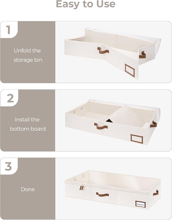 StorageWorks Under Bed Storage Containers with Handles and Label Holder, 2 Pack Ultra-thick Fabric Underbed Bins, Closet Organizer for Clothes, Blankets, Sweater - Image 6