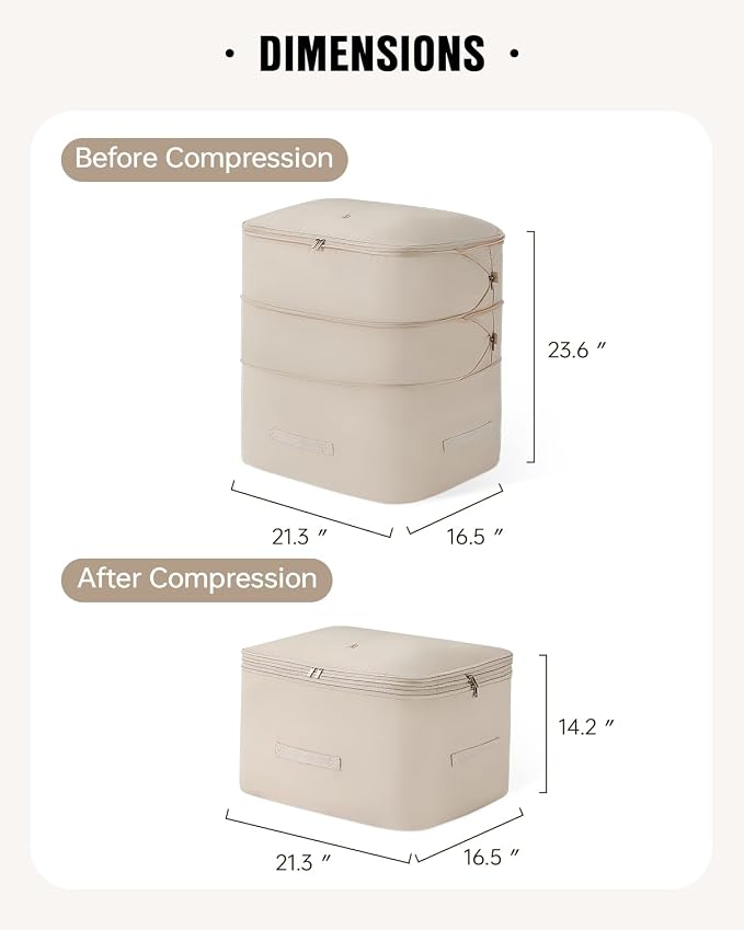 Eachy 3-Pack Comforter Storage Bag Blanket Storage Bags, 136L Compression Bags for Blanket Comforter, Ultra Space Saving Self Compression Organizer - Image 7